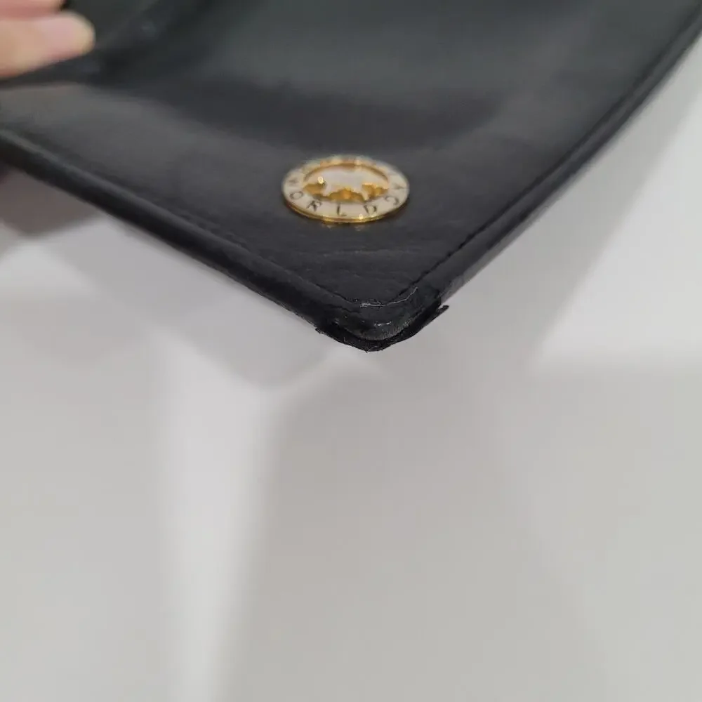 Hunting World Black‎ Wallet Long Checkbook Card Holder Leather Bifold Italian